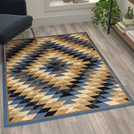 Flash Furniture Blue 4' x 5' Diamond Patterned Area Rug OKR-RG1106-45-BL-GG